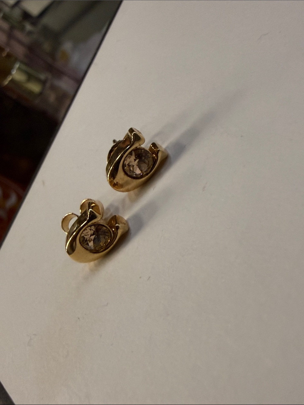 Coach Gold-Tone Crystal C-Logo Stud Earrings - Picture 2 of 4